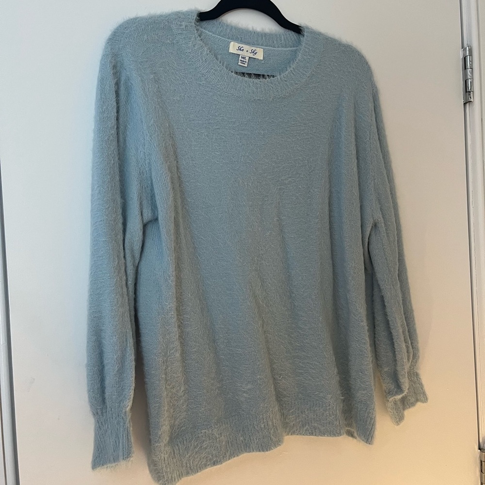 Blue fuzzy sweater